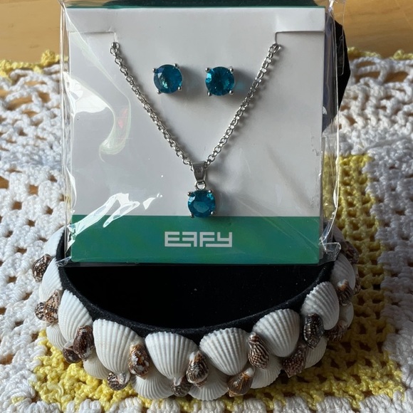 🐚  EFFY AQUA BLUE NECKLACE AND EARRINGS 🐚 NWOT 🐚 - Picture 10 of 16